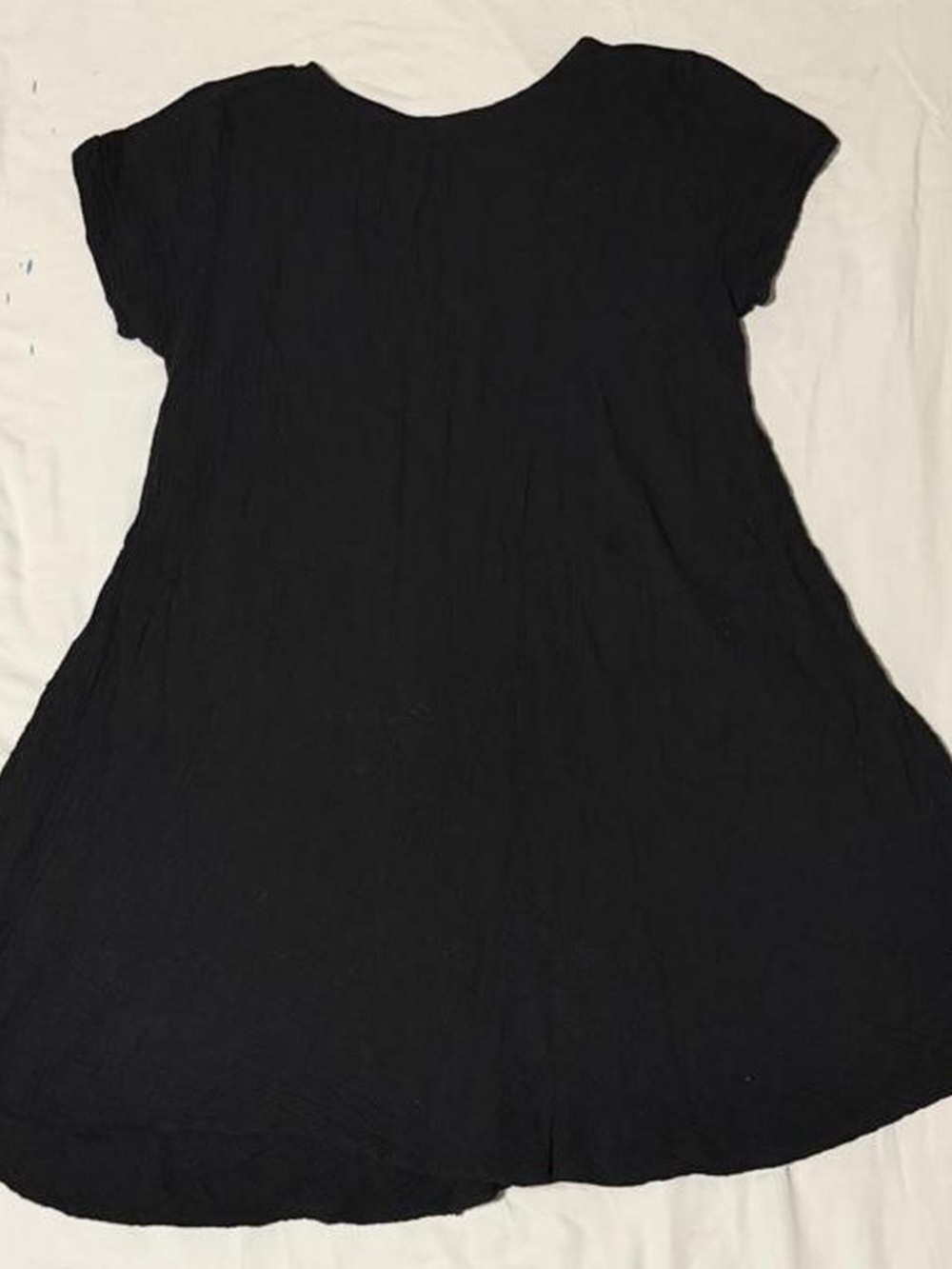 Black Women’s Short-Sleeve Cotton Gauze Dress - Picture 3 of 5